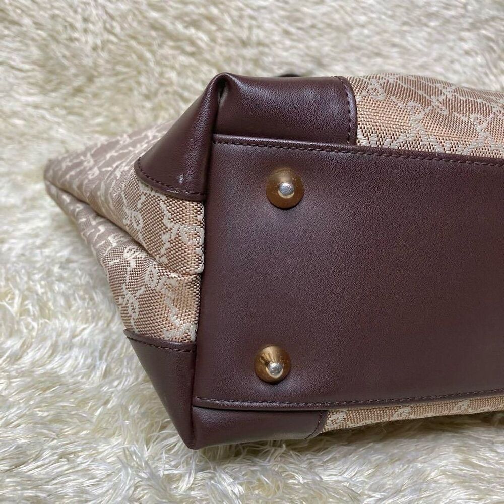 Roberta di Camerino Brown Italian Leather Trim Monogram Tote Bag - Picture 6 of 9